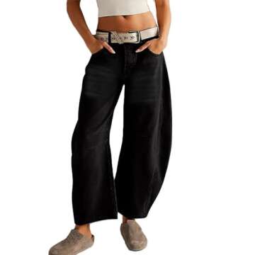 Allimy Womens Jeans High Waisted Mid Rise Baggy Loose Fit Ankle Barrel Leg Y2K Boyfriend Horseshoe Cropped Wide Leg Jeans for Women Trendy 2025 Denim Capri Pants Women Dark Blue Size 4