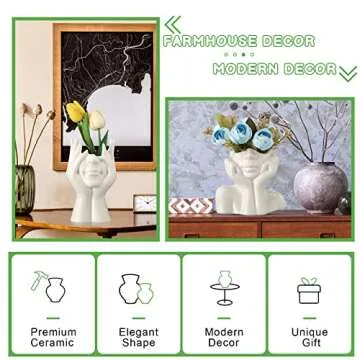 Sieral Ceramic Face Vase Set for Modern Home Decor