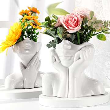 Sieral Ceramic Face Vase Set for Modern Home Decor
