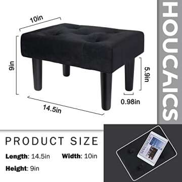 HOUCHICS Small Footstool Ottoman,Velvet Soft Footrest Ottoman with Wood Legs,Sofa Footrest Extra Sea...