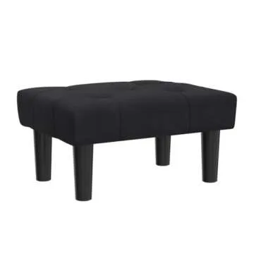 HOUCHICS Small Footstool Ottoman,Velvet Soft Footrest Ottoman with Wood Legs,Sofa Footrest Extra Seating for Living Room Entryway Office(Black 1PACK)