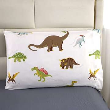 MAG 3Pcs Dinosaur Bedding Comforter Set, Dino White Base Twin Comforter Set,for Toddlers Kids,Boys Teens and Girls,Super Soft Microfiber, Twin Size (1 Comforter + 2 Pillowcases)