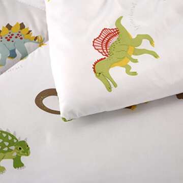 MAG 3Pcs Dinosaur Bedding Comforter Set, Dino White Base Twin Comforter Set,for Toddlers Kids,Boys Teens and Girls,Super Soft Microfiber, Twin Size (1 Comforter + 2 Pillowcases)