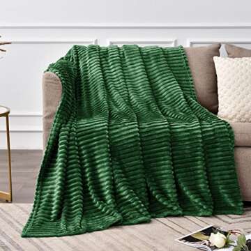BEDELITE Fleece Blanket Twin Size – 3D Ribbed Jacquard Soft and Warm Decorative Fuzzy Blankets – Cozy, Fluffy, Plush Lightweight Throw Blankets for Couch, Bed, Sofa(Green, 60x80 inches)