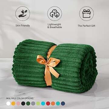 BEDELITE Fleece Blanket Twin Size – 3D Ribbed Jacquard Soft and Warm Decorative Fuzzy Blankets – Cozy, Fluffy, Plush Lightweight Throw Blankets for Couch, Bed, Sofa(Green, 60x80 inches)