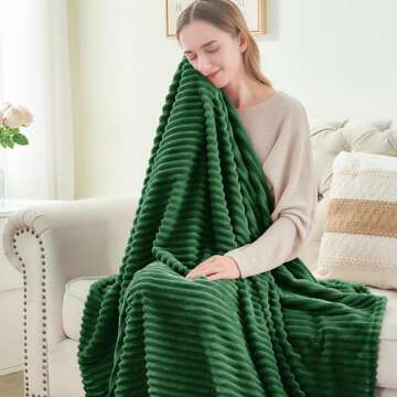 BEDELITE Fleece Blanket Twin Size – 3D Ribbed Jacquard Soft and Warm Decorative Fuzzy Blankets – Cozy, Fluffy, Plush Lightweight Throw Blankets for Couch, Bed, Sofa(Green, 60x80 inches)