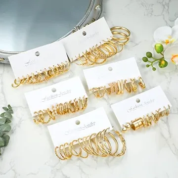 Shop 36 Pairs Gold Hoop Earrings Set for Women All Occasions