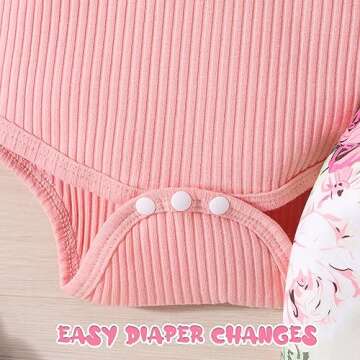 GDTOGRT Baby Girl Clothes Newborn Outfit Infant Ruffle Sleeve Romper and Floral Pants with Cute Headband Sets Baby Clothes for Girls 0-3 Months - Pink
