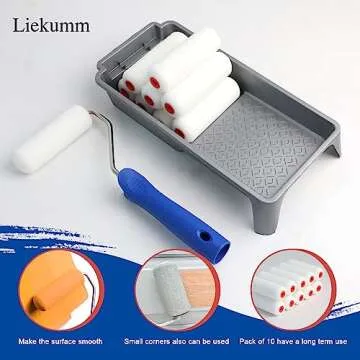 LIEKUMM 6 Inch Foam Paint Roller Covers Pack of 10 for Smooth Painting