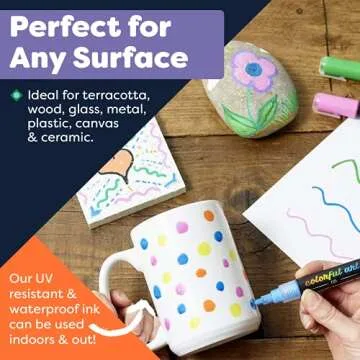 Colorful Art Co. Acrylic Paint Pens – Permanent, Waterproof Pen 12 Pack w/Reversible 3-5mm Brush Tips – Painting Markers for Rocks, Wood, Glass, Ceramic & Stone - Craft Supplies