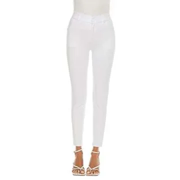 iChosy Women's High Waist Skinny Comfy Stretchy Work Pants with Pockets White30 4