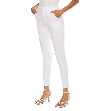 iChosy Women's High Waist Skinny Comfy Stretchy Work Pants with Pockets White30 4