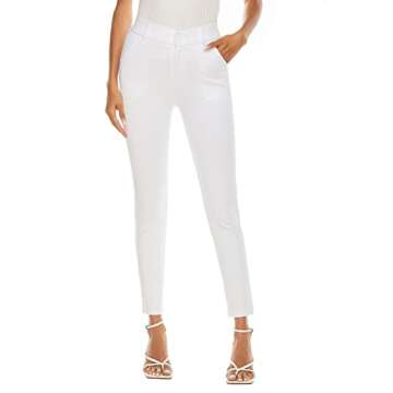 iChosy Women's High Waist Skinny Comfy Stretchy Work Pants with Pockets White30 4