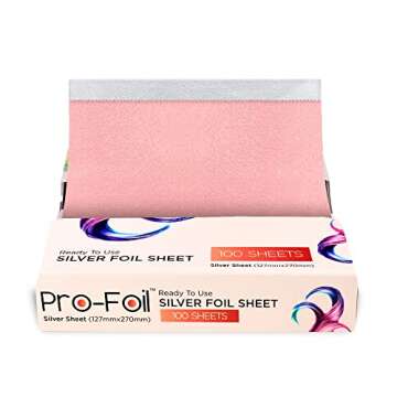 Just Home Pink Hair Highlighting Pop Up Foils 100 Sheets, Pre – Cut for Bleaching, Coloring, Lightening, Styling, In-Built Dispenser for Professionals, Salons, Personal Use