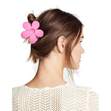 8PCS Acrylic Flower Hair Claw Clips for Women Nonslip Pastel Floral Shaped Hair Catch Barrettes Stro...