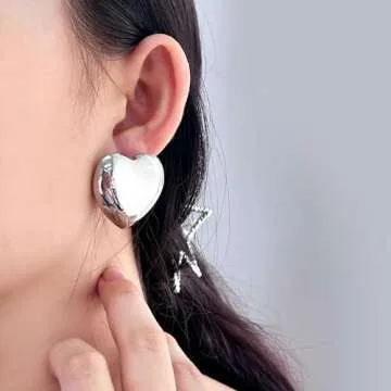 Gold Heart Stud Earrings - Hypoallergenic & Trendy Gift
