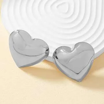Gold Heart Stud Earrings - Hypoallergenic & Trendy Gift