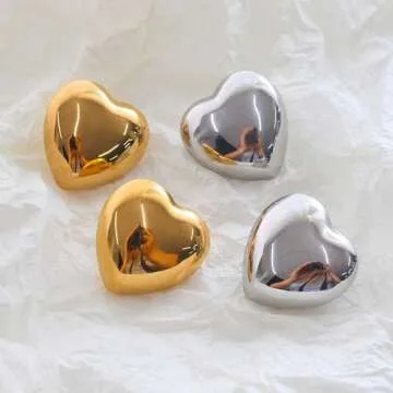 Gold Heart Stud Earrings - Hypoallergenic & Trendy Gift