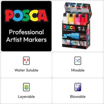 posca Mitsubishi Pencil PC8K8C Broad Point, 8 Colors