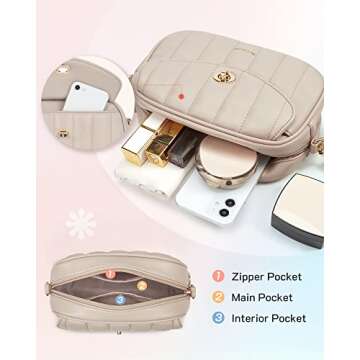 Missnine Crossbody Bags for Women Soft Quilted PU Leather Shoulder Bag Small Purse with Strap and Tassel,Beige