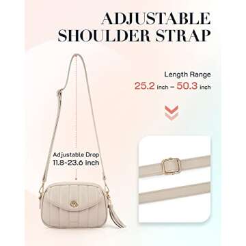 Missnine Crossbody Bags for Women Soft Quilted PU Leather Shoulder Bag Small Purse with Strap and Tassel,Beige