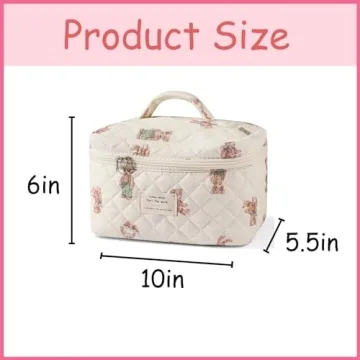 Floral Quilted Makeup Bag Women Travel Organizer Elegant
