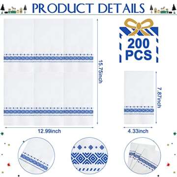 200 Pack Disposable Hand Towels for Guest Bathroom Paper Napkins Soft Dinner Napkins Absorbent Decor...