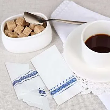 200 Pack Disposable Hand Towels for Guest Bathroom Paper Napkins Soft Dinner Napkins Absorbent Decorative for Kitchen Dinners Wedding Christmas Birthday Parties Supply (Blue)