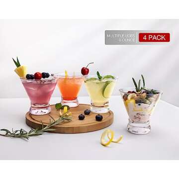 LUNA & MANTHA Martini Glasses Set of 6, Stemless Martini Cocktail Glasses for Margarita, Manhattan, Cosmopolitan, Home Bar, Evening Parties, Birthdays, Housewarming Gift, Crystal Clear 8 OZ