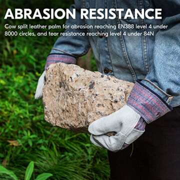 Vgo... 3-Pairs Safety Leather Work Gloves Men, Gardening Gloves, Rigger Gloves, Builder Gloves (Size...