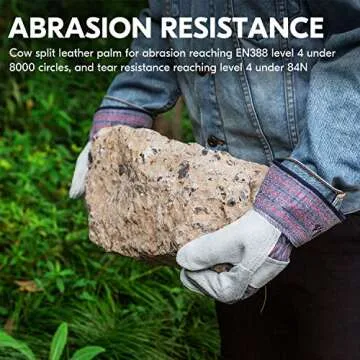 Vgo Safety Leather Work Gloves - 3 Pairs for Men, Perfect for Gardening & Heavy-Duty Tasks