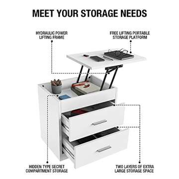 YOURLITE Upgrade Nightstand with Lift Top & Storage