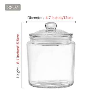 Millennium Crystals Glass Kitchen Canister Storage Jar, Set of 3 (32 OZ)