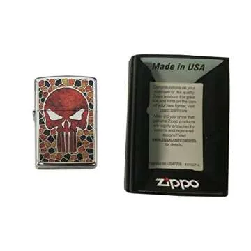 Zippo Custom Lighter - Stained Glass Skull High Polish Chrome Collectible Comic Design Gift for Him, for Her, for Them