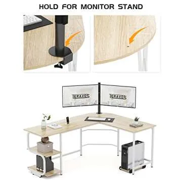Teraves Reversible L Shaped Desk with Large Surface, 69 Inch Sturdy Corner Desk with Storage Shelves, Premium Office Computer Desk Workstation for Home Office Gaming