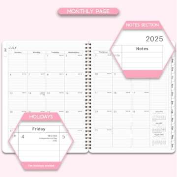 Academic Planner 2025-2026 - 8" x 10" Pink Marble