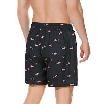American Trends Men's Swim Trunks with Compression Liner - Cute Patterns, Great Fit!