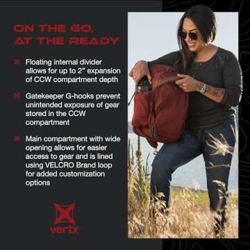 Vertx Transit Tactical Bag Sling Backpack 17L Backpack for Conceal Carry (CCW), Travel, Work, Tactical Gear, Brick Red