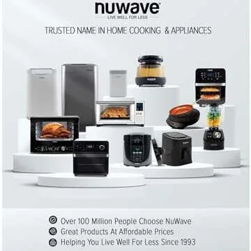 Nuwave Brio 8-Qt Air Fryer, Powerful 1800W, Easy-to-Read Cool White Display, 50°-400°F Temp Controls, 100 Pre-Programmed Presets & 50 Memory Slots, Integrated Smart Thermometer, Linear T Technology