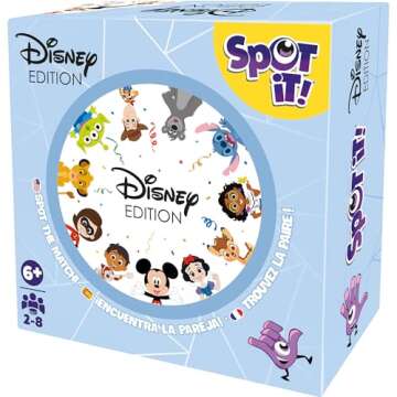 Zygomatic Spot It! Disney Card Game Eco-Blister Edition, 5-in-1 Visual Perception Game for Quick Ref...