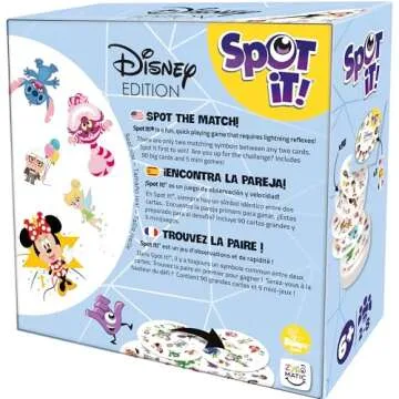 Zygomatic Spot It! Disney Card Game Eco-Blister Edition, 5-in-1 Visual Perception Game for Quick Reflexes and Family Fun, Ages 6+, 2-8 Players, 10 Minute Playtime, Made