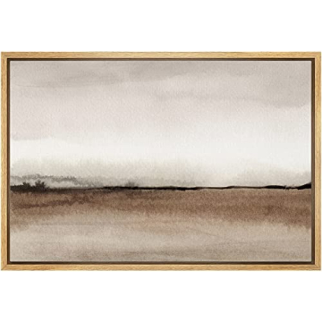 wall26 Framed Canvas Print Wall Art Minimal Brown Pastel Valley Landscape Nature Wilderness Illustra...