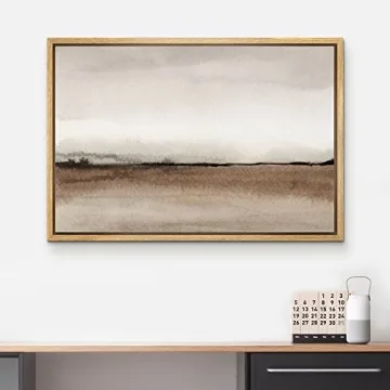 wall26 Framed Canvas Print - Brown Pastel Valley Landscape