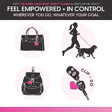 BLINGSTING Personal Safety Alarm for Women - Confetti Glitter Heart Self-Defense Keychain w/ LED Light - Purse Charm - 125 Decibel Emergency Security Alarm (1 Count)