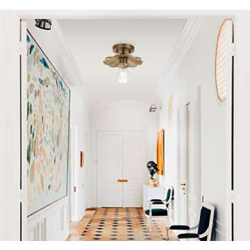 Pathson Vintage Brass Ceiling Light with Flower Design