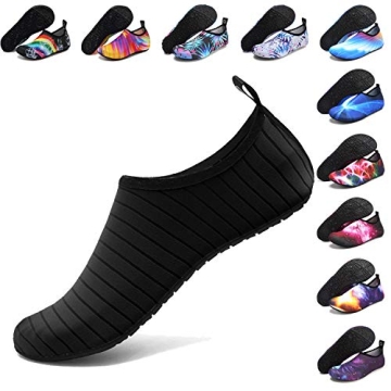 ANLUKE Water Shoes Barefoot Aqua Yoga Socks Quick-Dry Beach Swim Surf Shoes for Women Men Black/Soli...