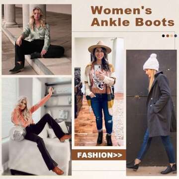 Vepose Women’s Ankle Boots - Stylish Low Heel Chunky Cutout Booties for Fall