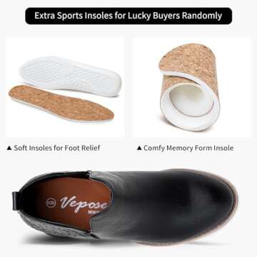 Vepose Women's Cutout Ankle Boots - Stylish Comfort in Black