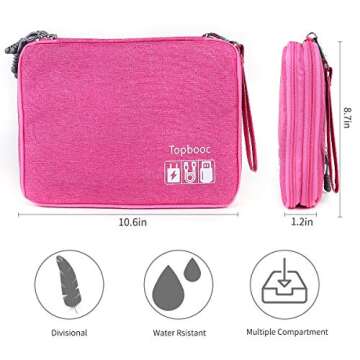 Universal Electronics Accessories Organizer, Waterproof Portable Cable Organizer Bag,Travel Gear Carry Bag for Cables (L, Black) (Pink, L)