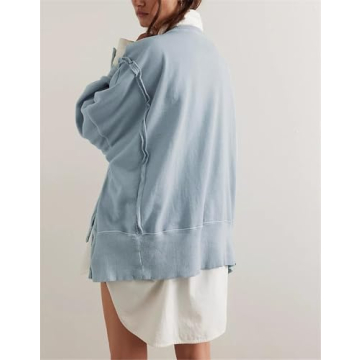 Asadovce Women Oversized Graphic Sweatshirt Y2k Long Sleeve Vintage Crewneck Shirt Top Drop Shoulder Sweater Pullover Phoenix Blue